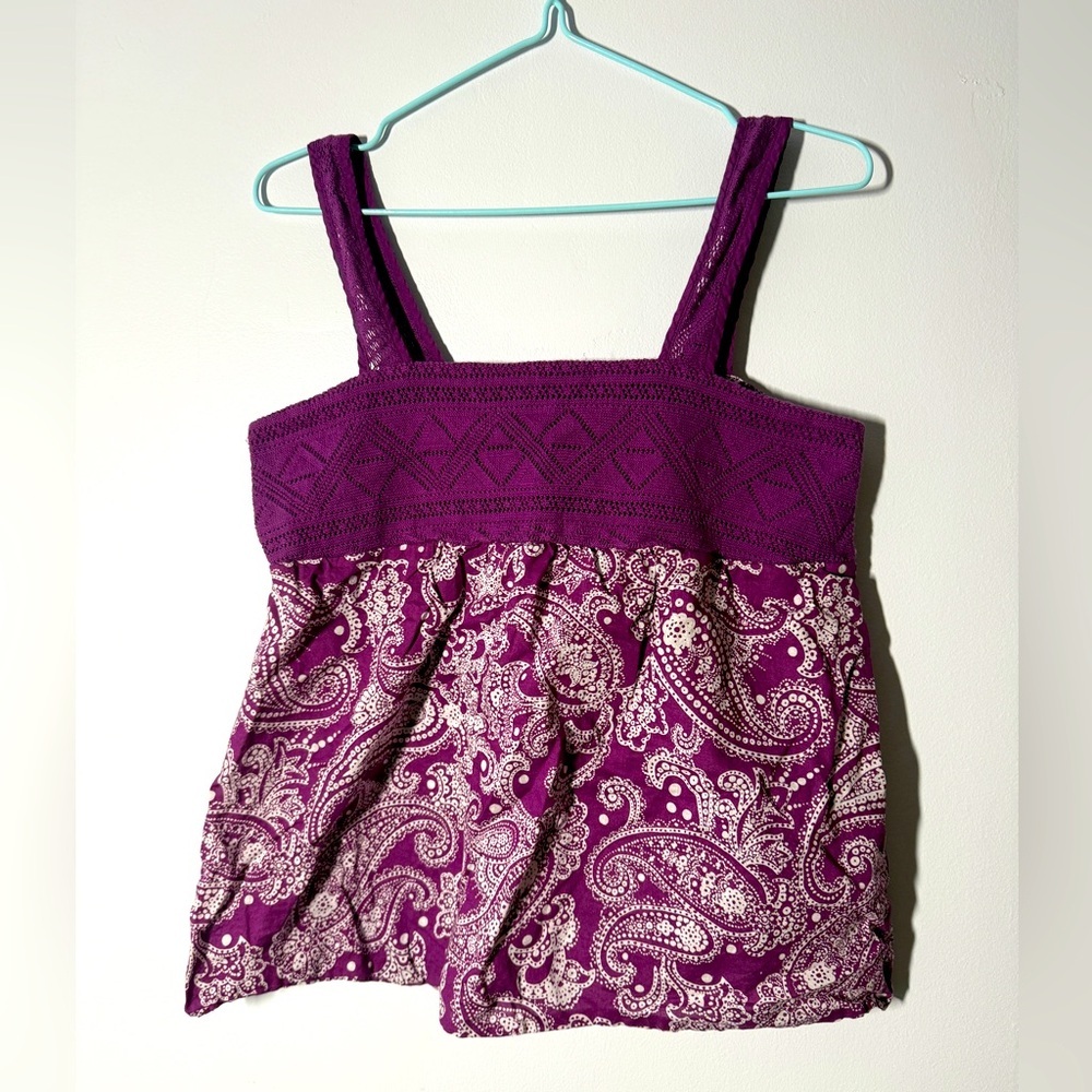 Vintage y2k no-boundaries Purple Paisley Tank Top size small - Picture 1 of 2